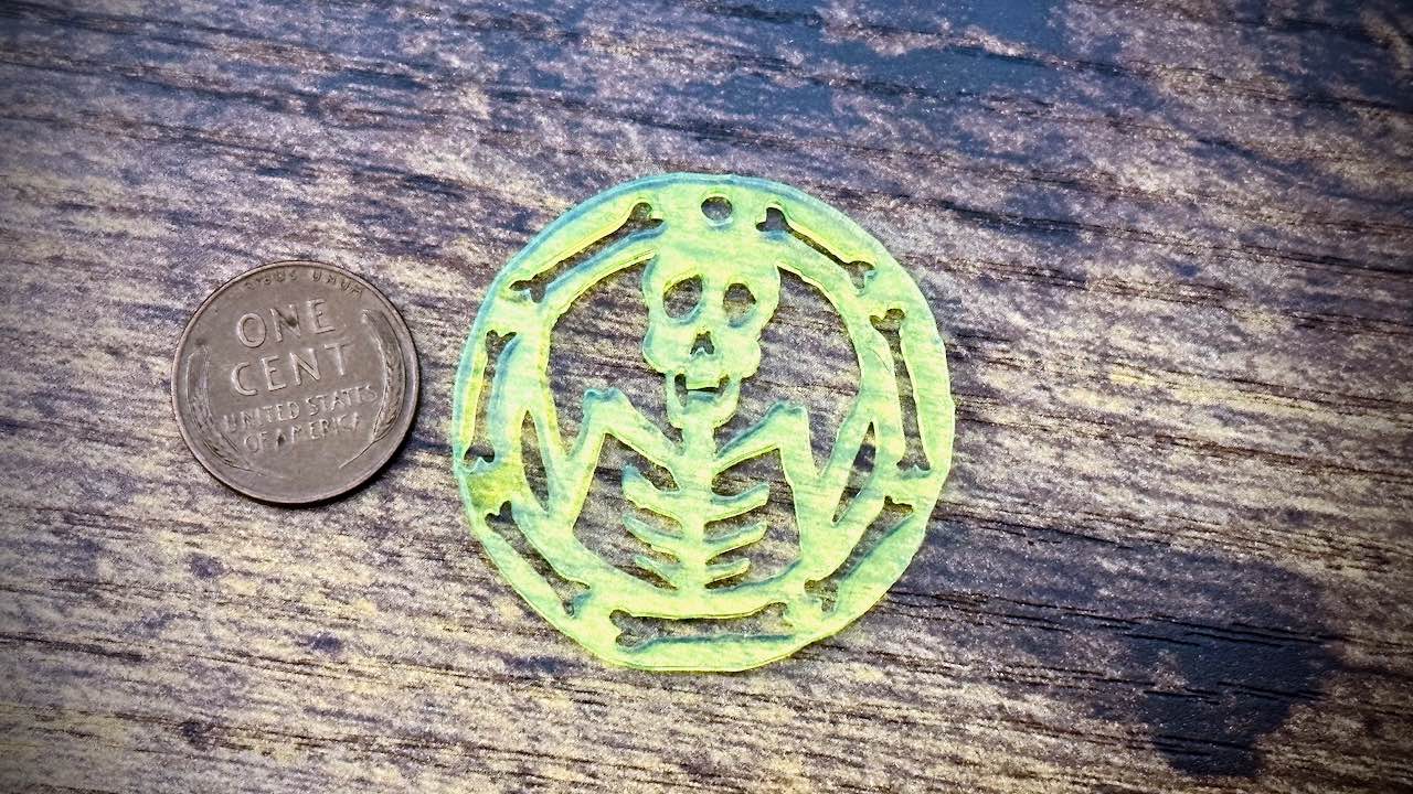 Acrylic Cutout Pendant—Skeleton & Bones—Ectoplasmic Green