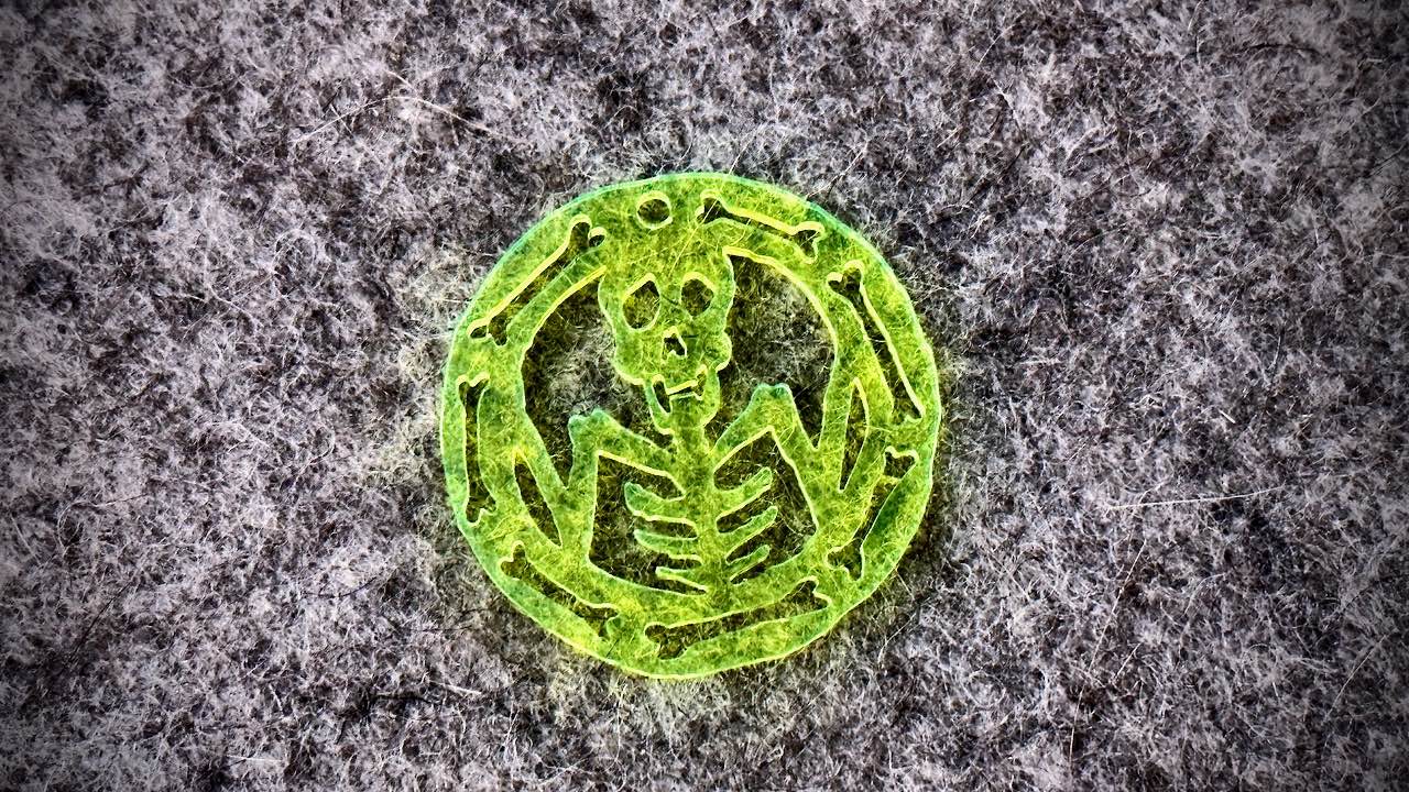 Acrylic Cutout Pendant—Skeleton & Bones—Ectoplasmic Green