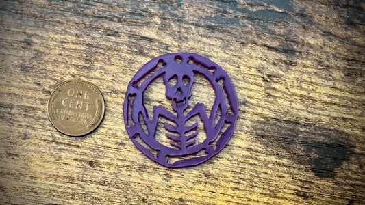 Acrylic Cutout Pendant—Skeleton & Bones—Hauntingly Purple