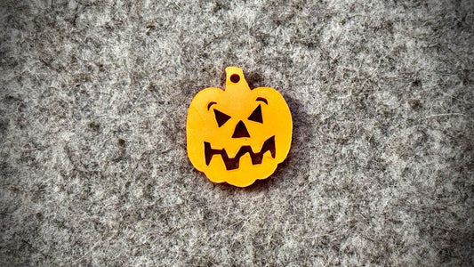 Acrylic Cutout Pendant—Small Jack O'Lantern—Bright Orange