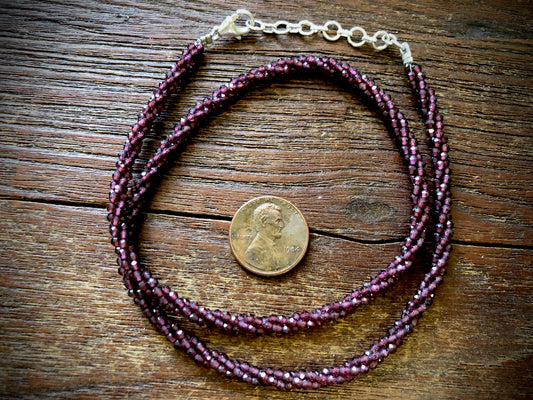 Triple Microfaceted Garnet Necklace/Strand