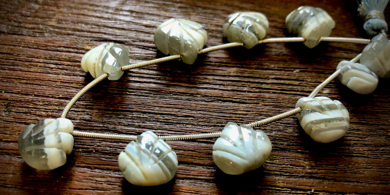 Strand of Owyhee Blue Opal & Matrix Hand Carved Drops