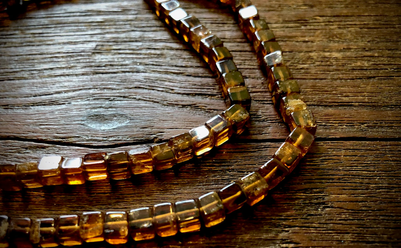 Strand of Hessonite Garnet Cubes