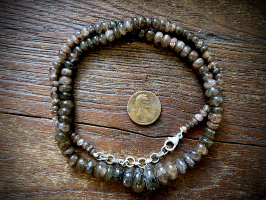 Graduated Andalusite Smooth Rondelles Strand/Necklace