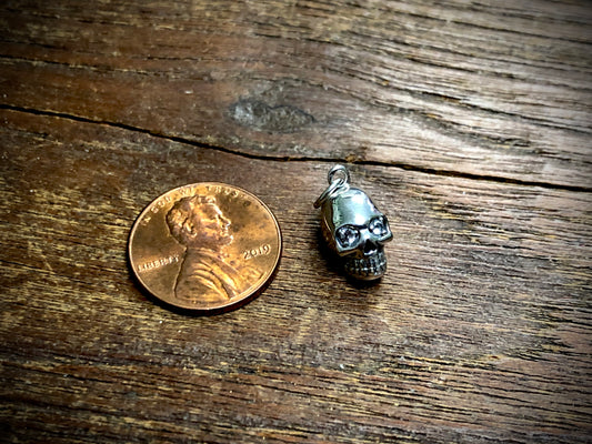Sterling Silver Skull Charm with Nano Gem Eyes