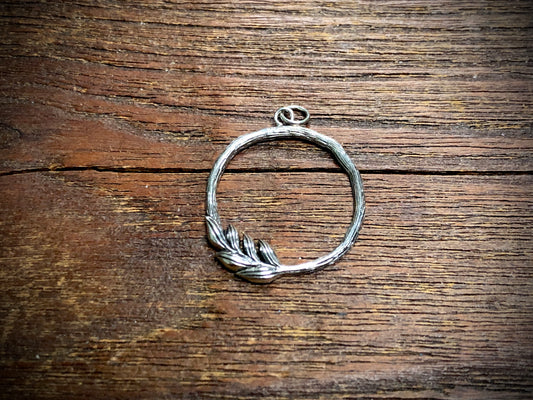 Sterling Silver Twig Circle Pendant Charm