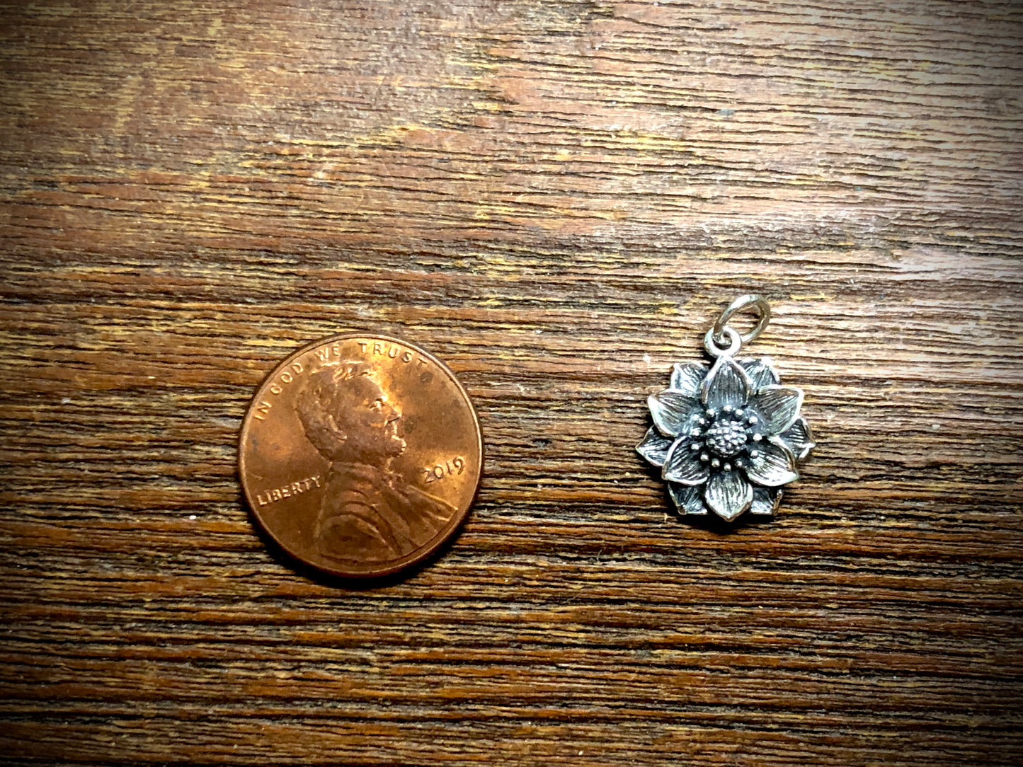 Sterling Silver Realistic Lotus Charm