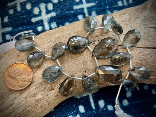 Graduated Sunstone Iolite Faceted Briolettes