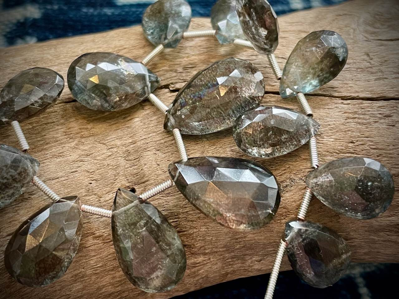 Graduated Sunstone Iolite Faceted Briolettes