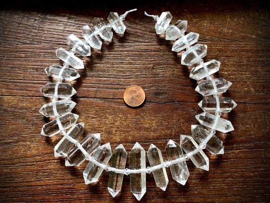 Rock Quartz Large Graduated Bicone Bead Strand
