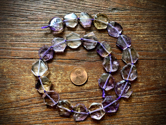 Ametrine Hexagon Bead Strand