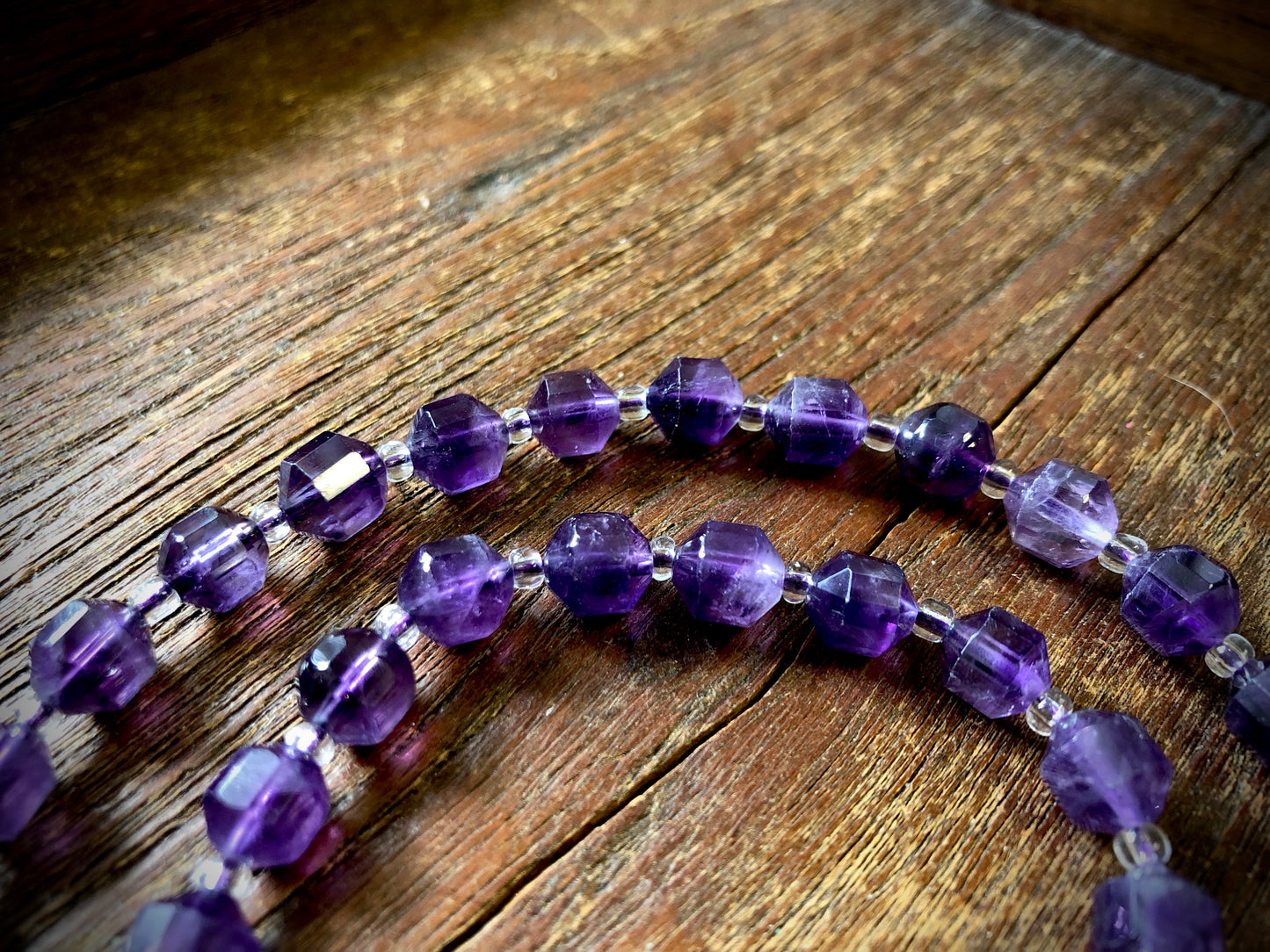 Amethyst Faceted Barrel Bead Strand - 7mm
