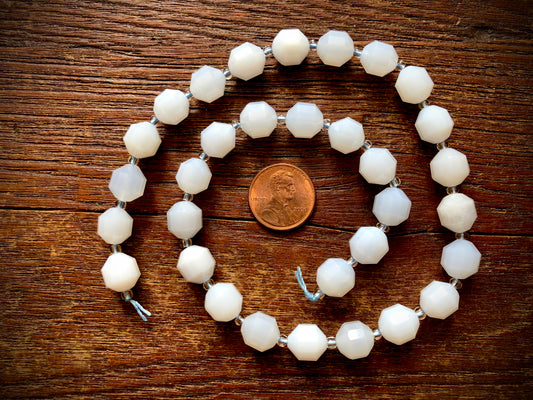 Grey Agate Faceted Barrel Bead Strand