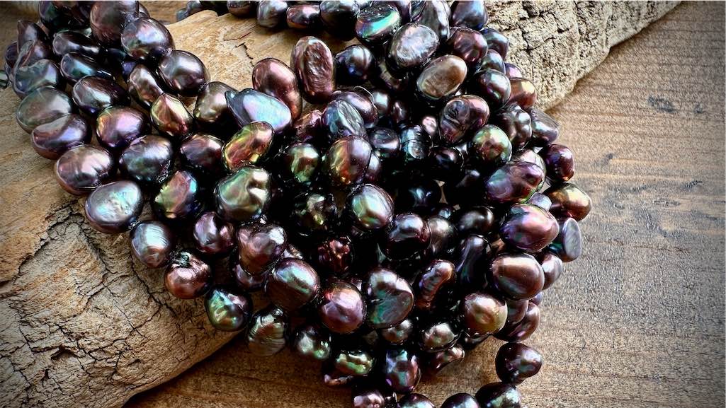 Freshwater Pearls - Peacock Pebbles - 5mm - 16"