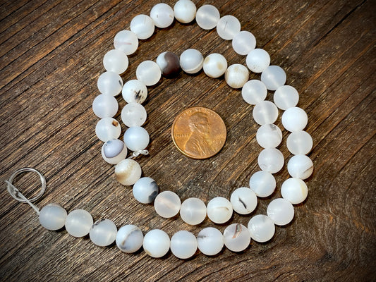 White Spotted Agate 8mm Round Beads