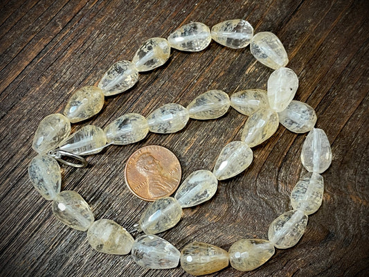 Pineapple Quartz 10mm x 14mm Faceted Drop Beads
