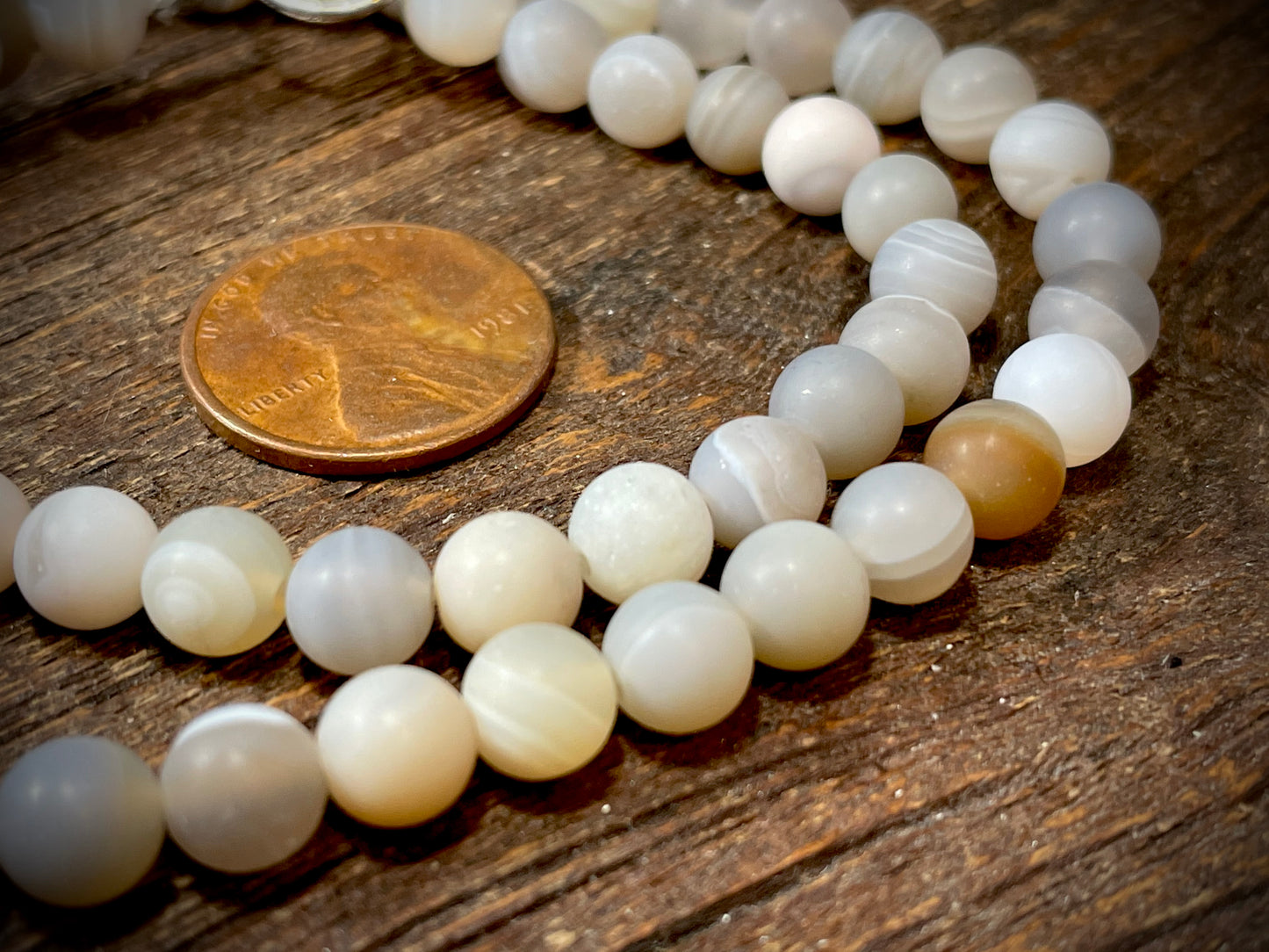 Natural Sand Finished Grey Agate 6mm Round Beads