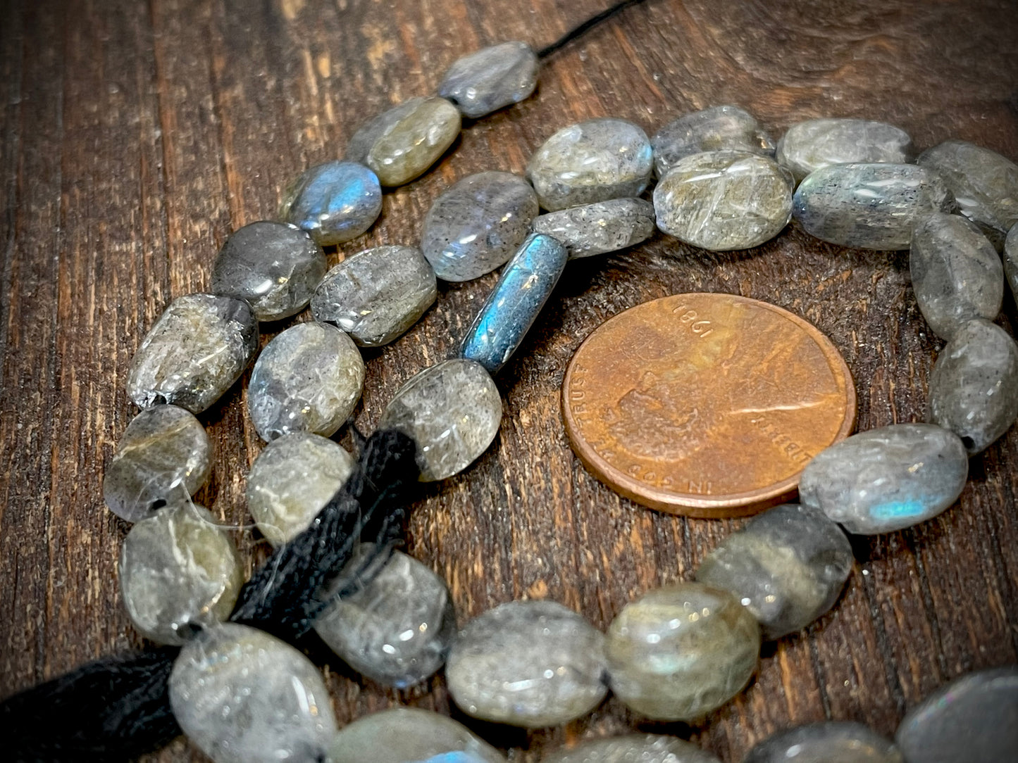 Labradorite 9mm x 7mm Pebble Beads