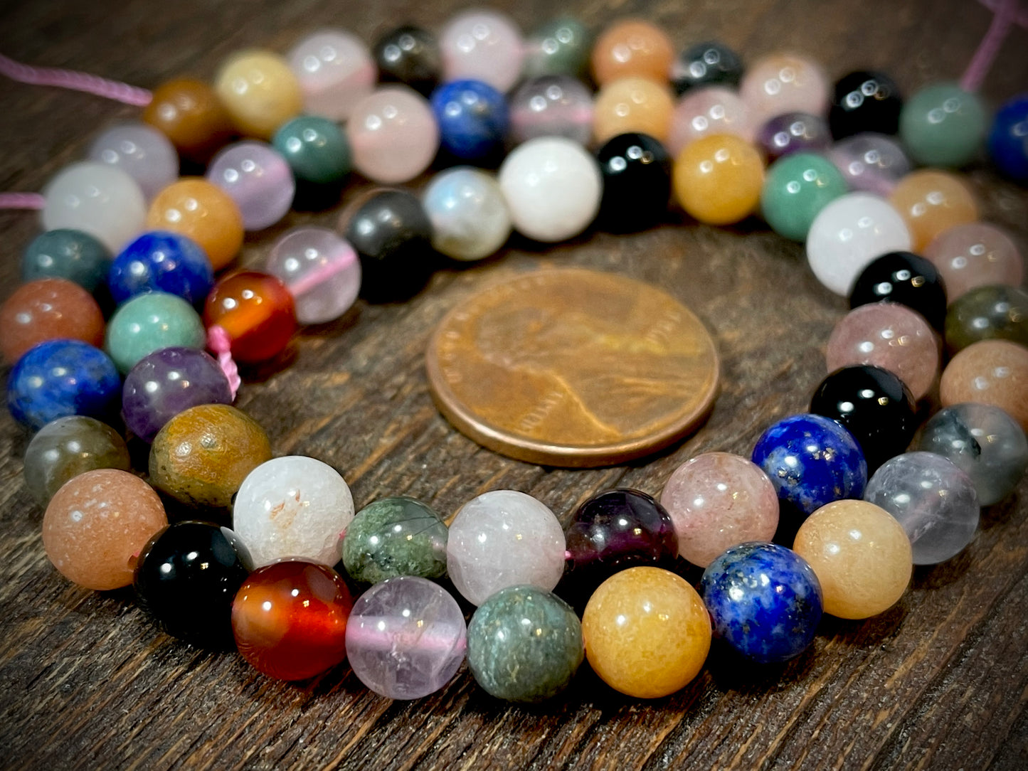 Mixed Gemstone 6mm-6.5mm Round Beads