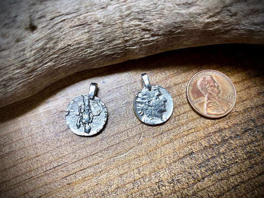 Antique Coin Charm/Pendant - Silver Plated