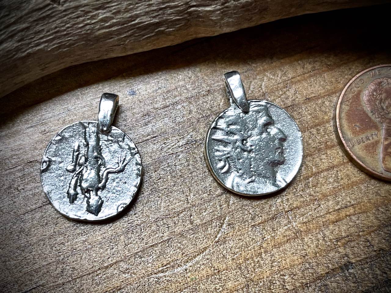 Antique Coin Charm/Pendant - Silver Plated