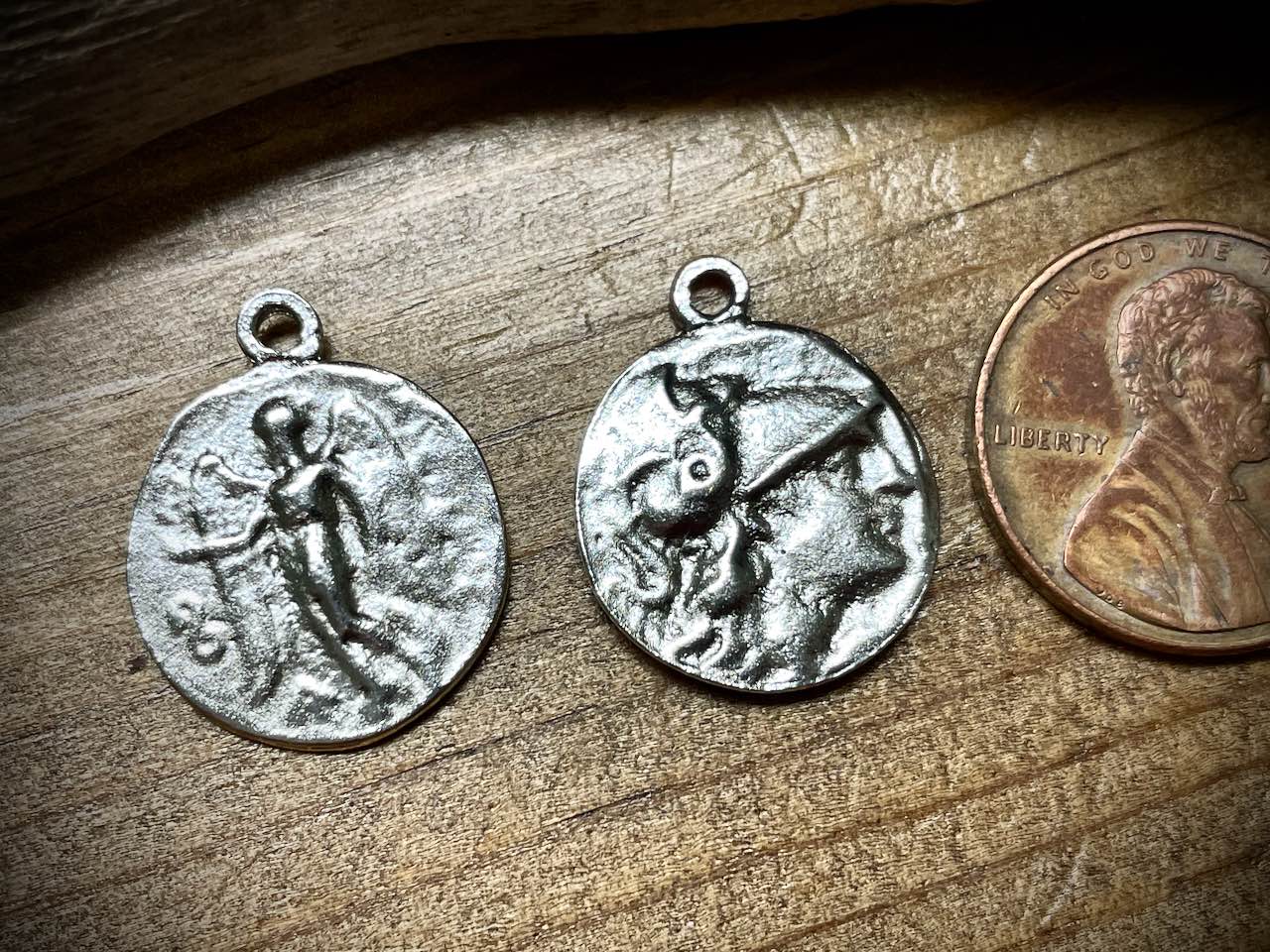 Antique Coin Charm/Pendant - Silver Plated
