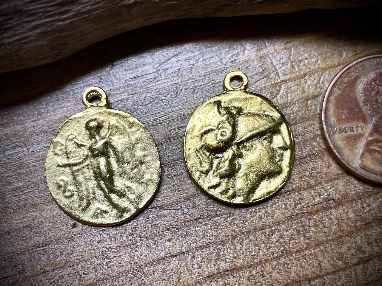 Antique Coin Charm/Pendant - Satin Gold Plated