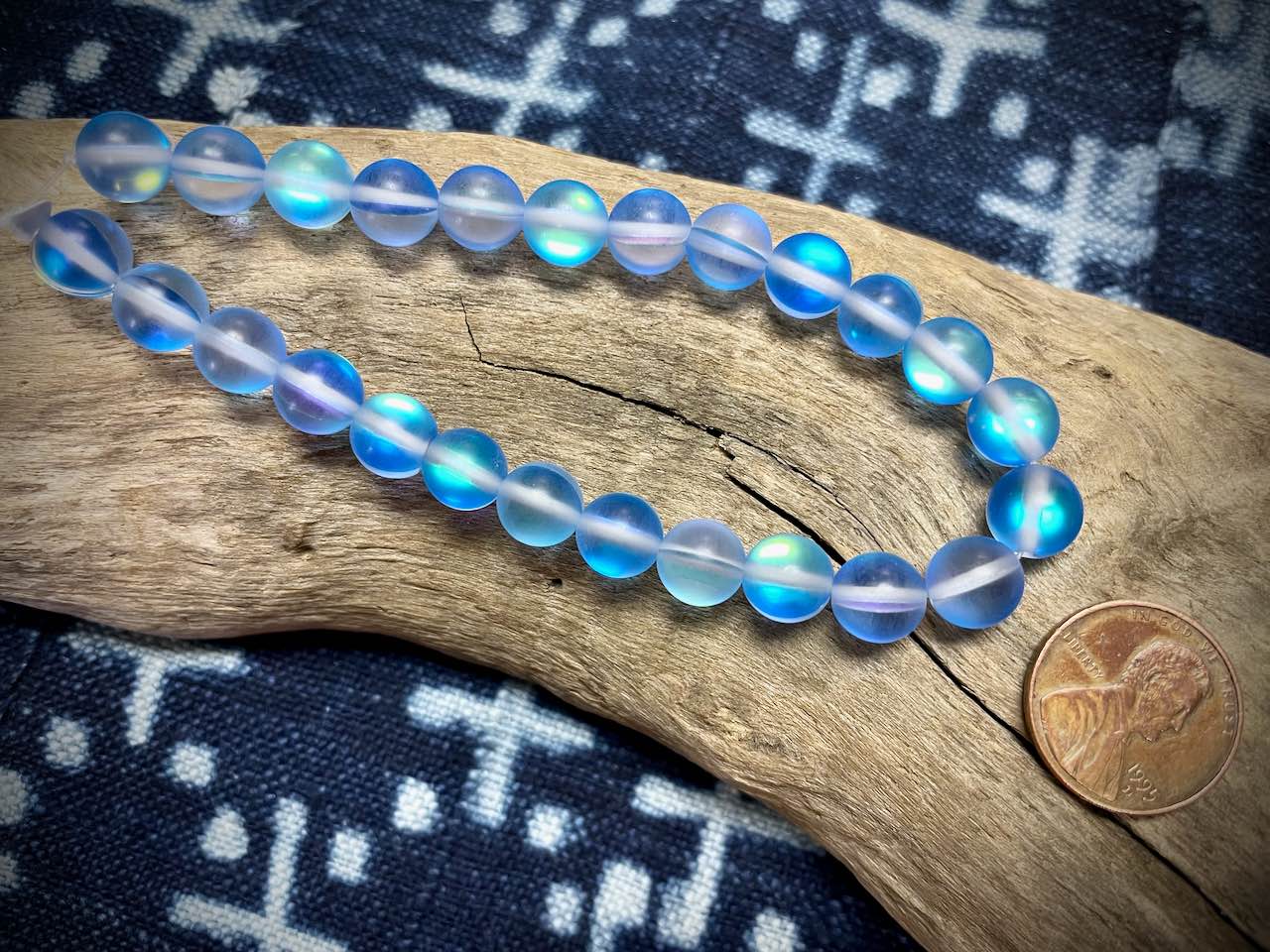 Mermaid Glass Rounds Strand - 8mm - 8"