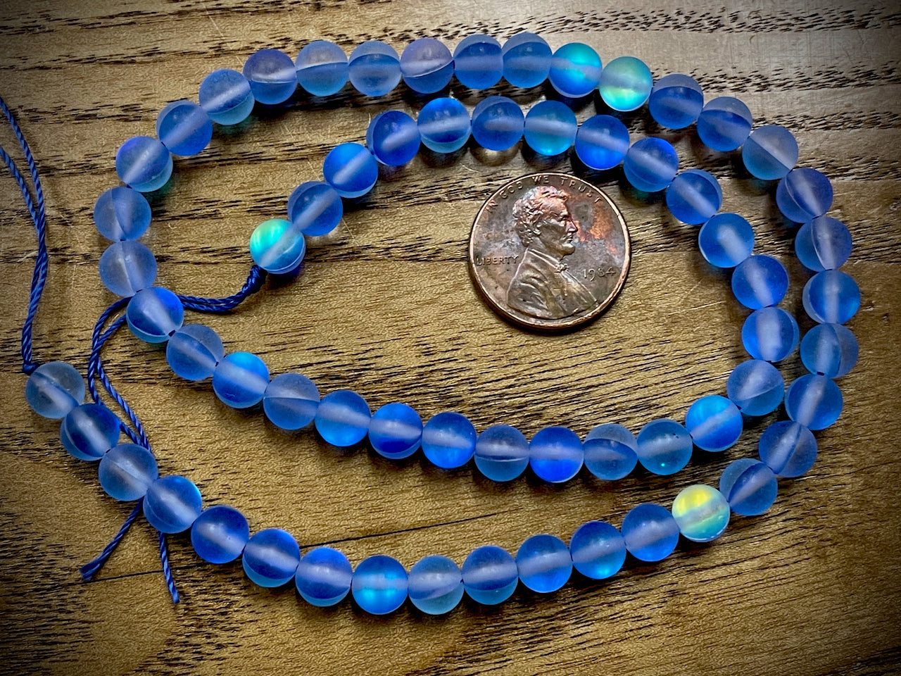 Mermaid Glass (Manmade Moonstone) 6mm Round Beads