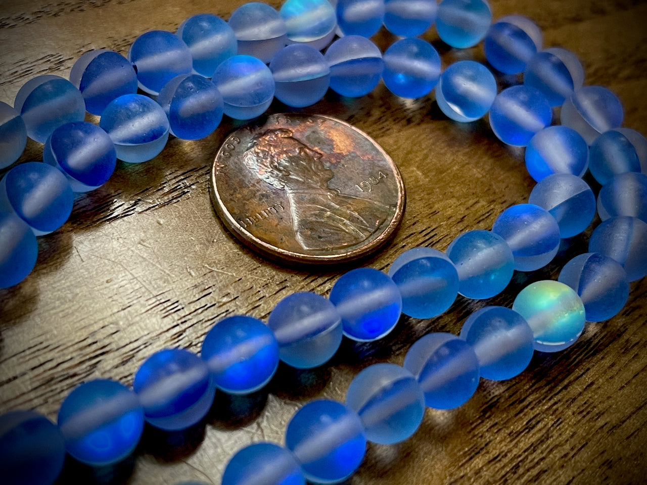 Mermaid Glass (Manmade Moonstone) 6mm Round Beads