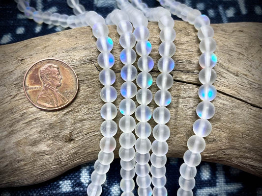 Mermaid Glass Rounds Strand - 6mm - 8"