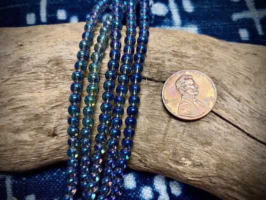 Galaxy Glass Rounds Strand - 4mm - 8”