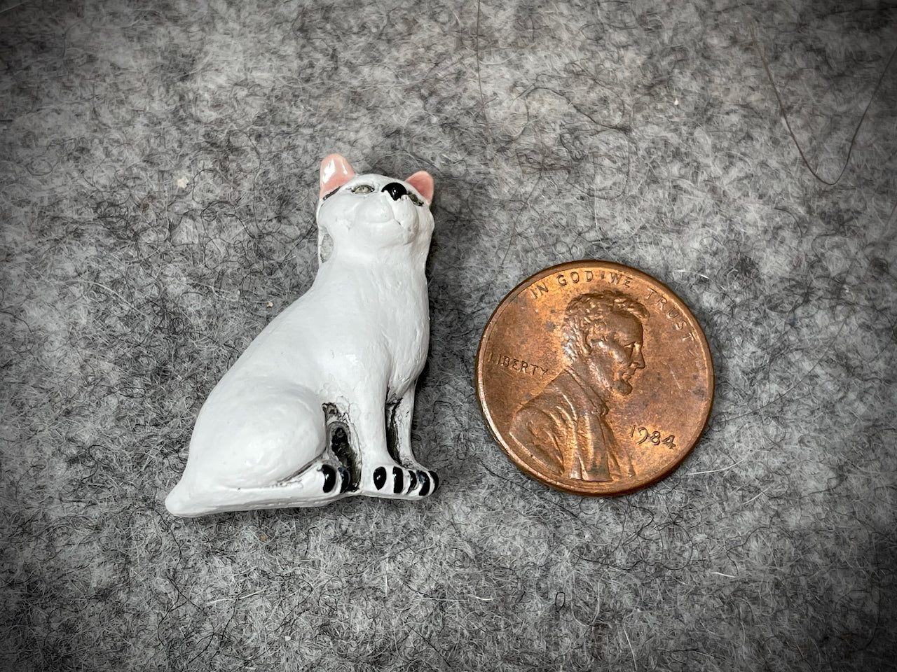 Peruvian Ceramic Bead—Sitting White Cat