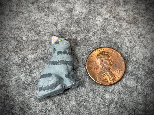 Peruvian Ceramic Bead—Sitting Grey Cat