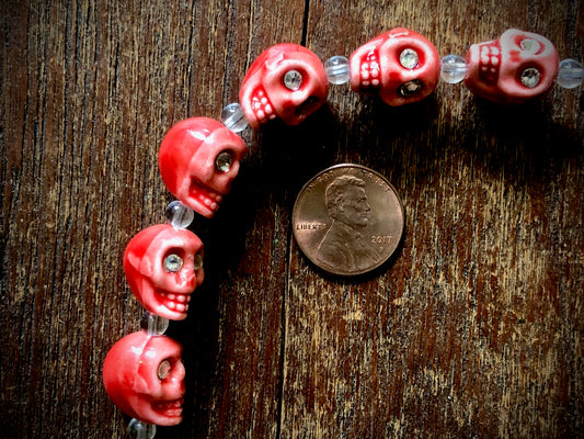 Ceramic Skulls with Crystal Eyes Strand - 13mm - 4"