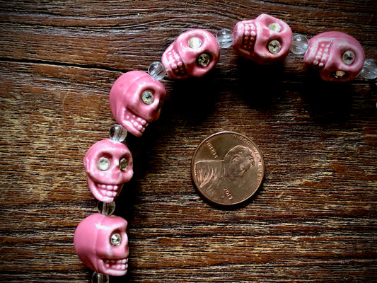 Ceramic Skulls with Crystal Eyes Strand - 13mm - 4"