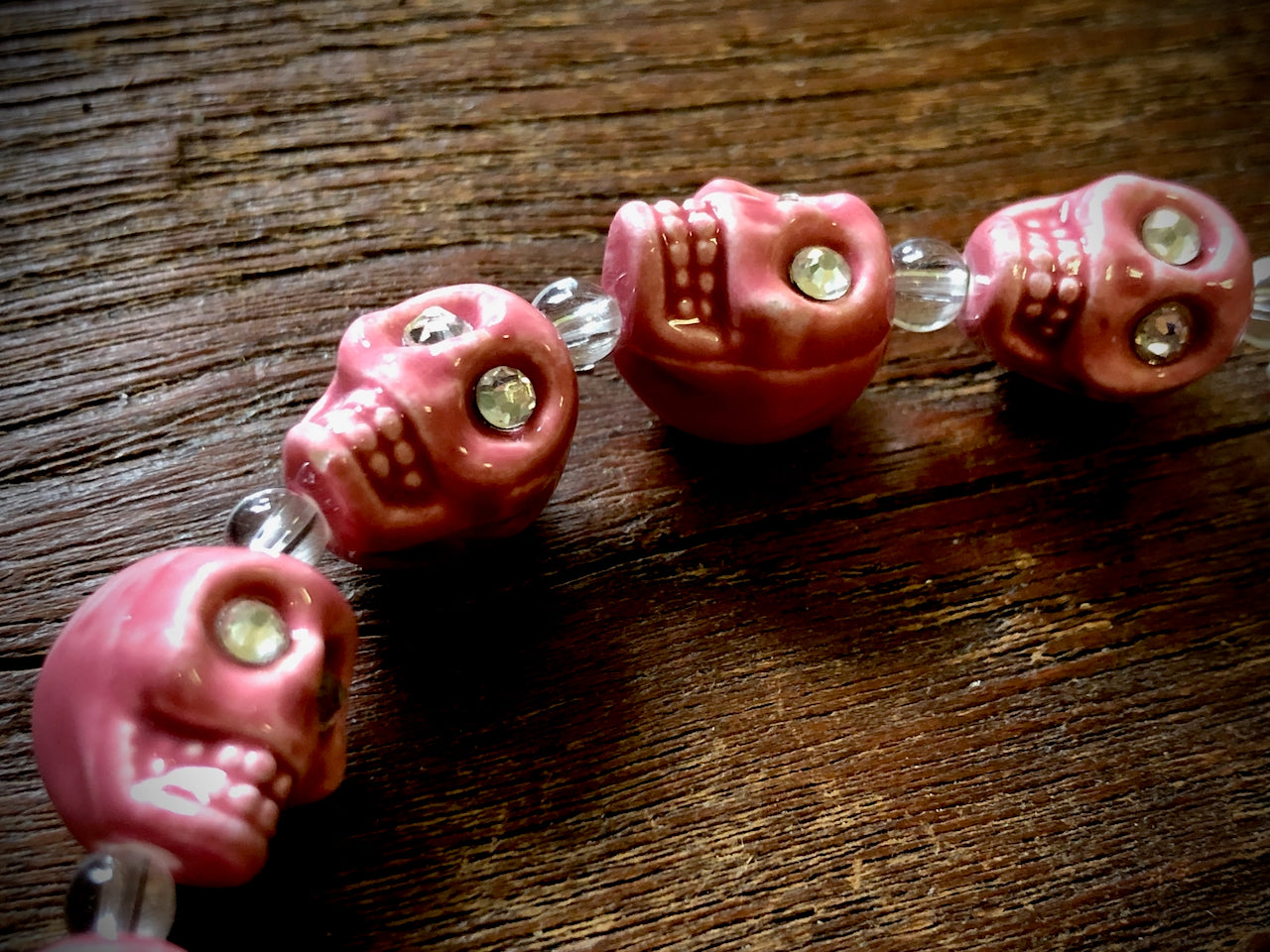 Ceramic Skulls with Crystal Eyes Strand - 13mm - 4"
