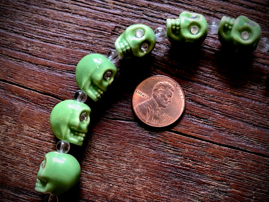 Ceramic Skulls with Crystal Eyes Strand - 13mm - 4"