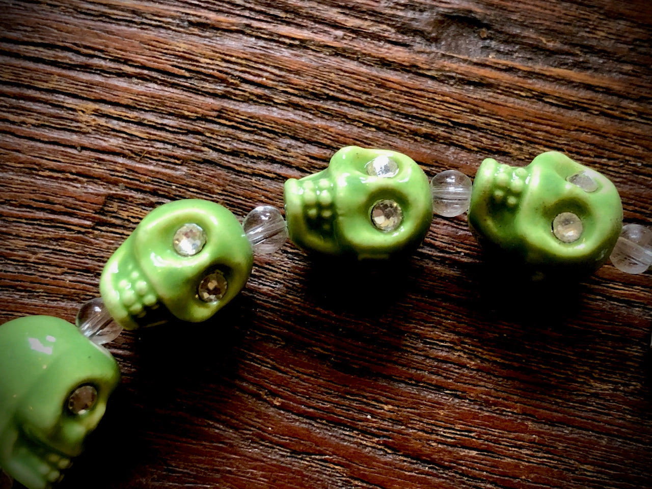 Ceramic Skulls with Crystal Eyes Strand - 13mm - 4"