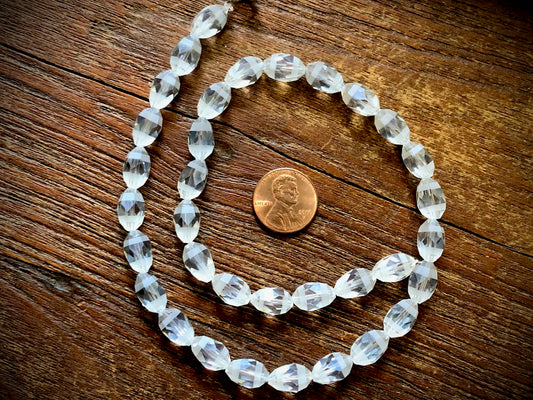 Crystal Orbits Faceted Rice Beads Strand - Ice Blue - 12mm x 8mm