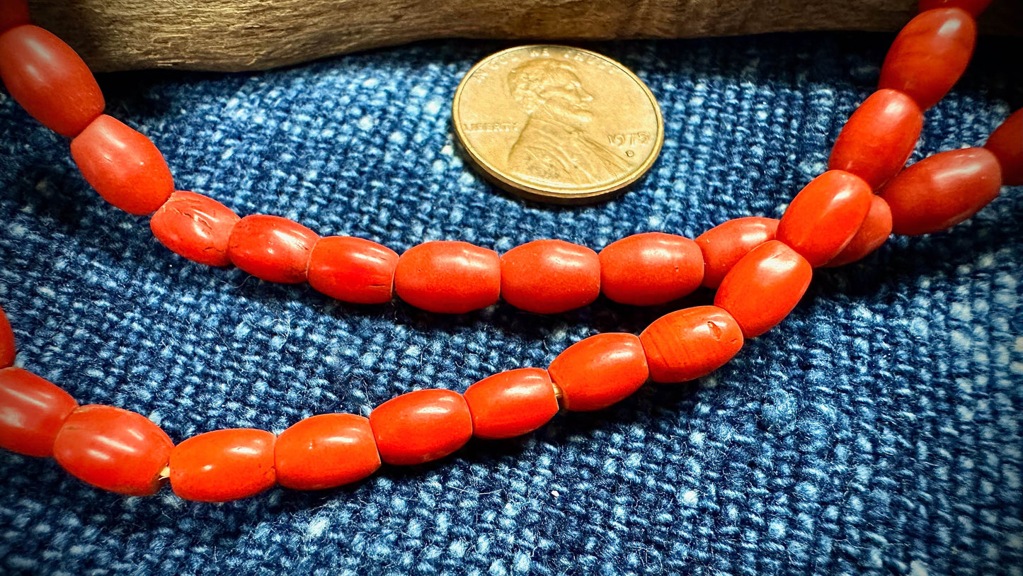 African Glass Bead Strand - 5mm x 7mm - 21"