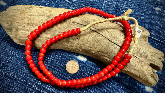 African Glass Bead Strand - 6mm x 8mm - 22.5"