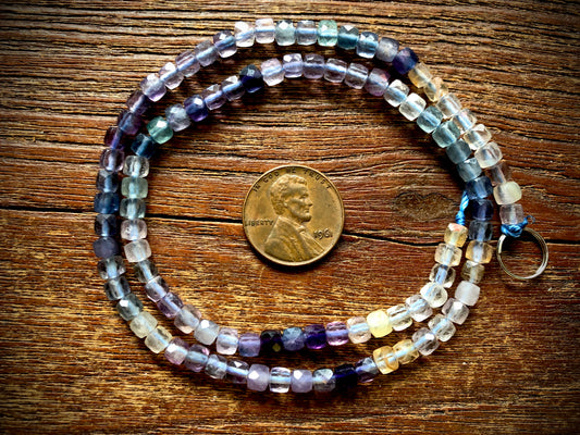 Fluorite Faceted Cubes Strand - 4mm