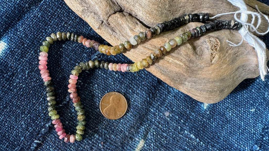 Tourmaline Faceted Rondelle Beads - 3mm x 4mm - 13”