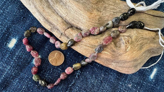 Tourmaline Smooth Nugget Beads - 7mm x 10mm - 14”