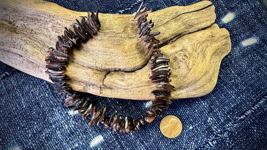 Horn Stick Bead Strand - 4mm x 15mm - Carved Birds - 9”