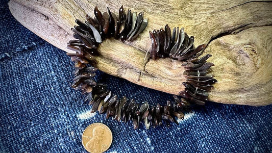 Horn Stick Bead Strand - 4mm x 15mm - Carved Birds - 7.5”