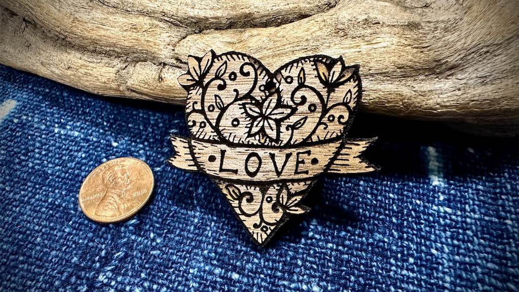 AG Wooden Pendant—Love Heart