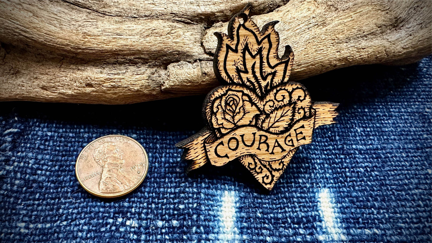 AG Wooden Pendant—Courage Heart