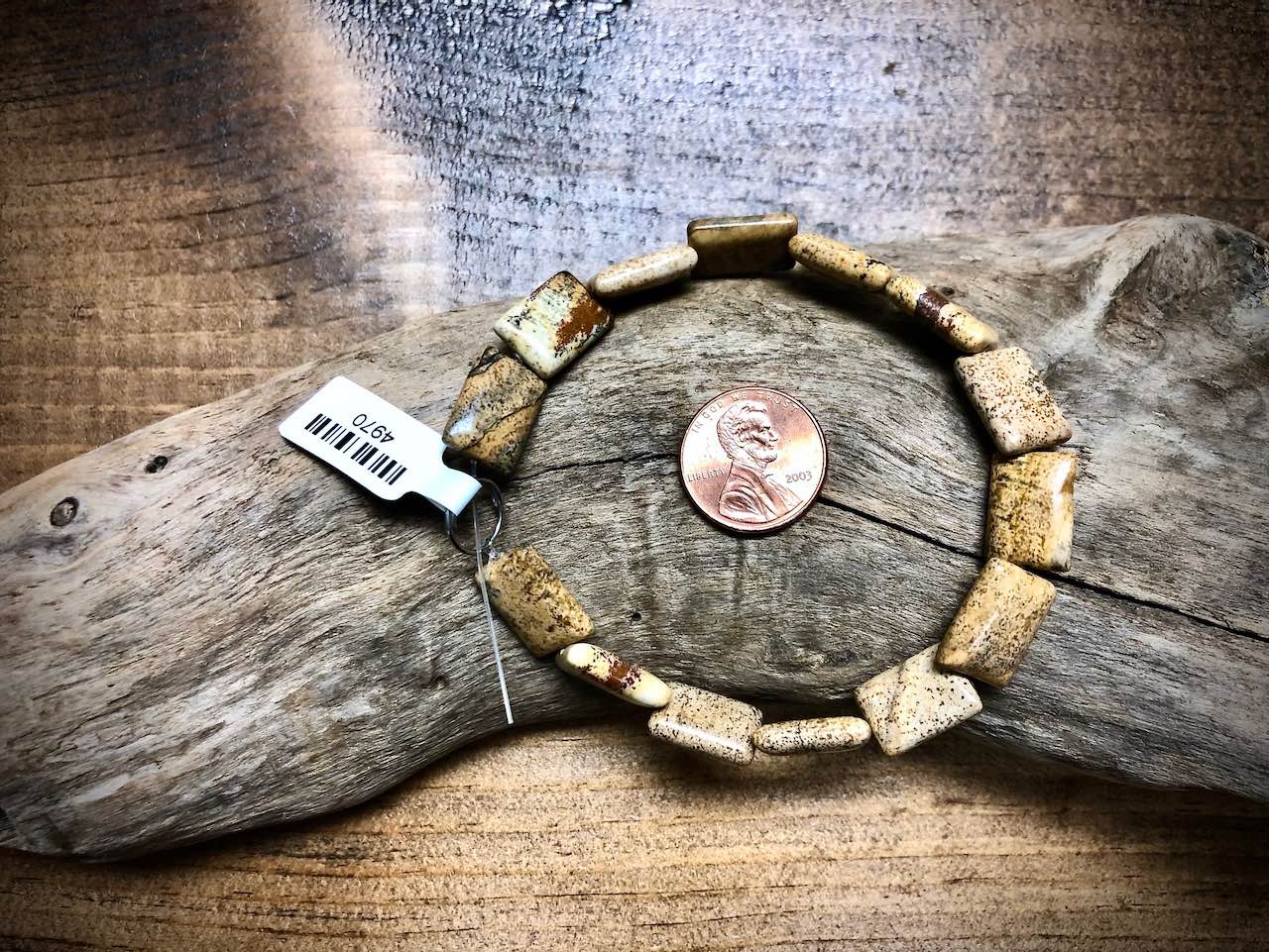 Picture Jasper Rectangle Bead Strand - 14mm x 10mm - 8"